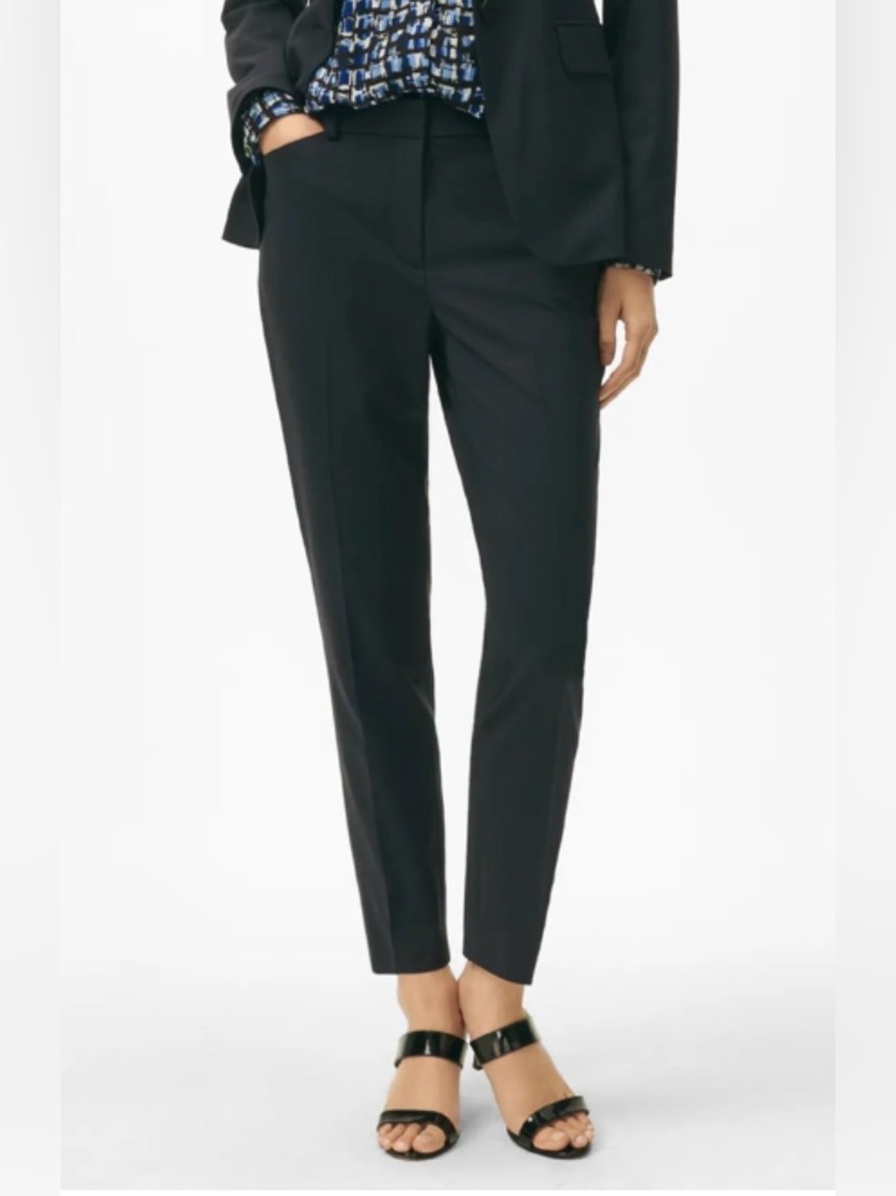 Brooks Brothers The Essentials Stretch Wool Slim Crop Pants in Navy, size 14